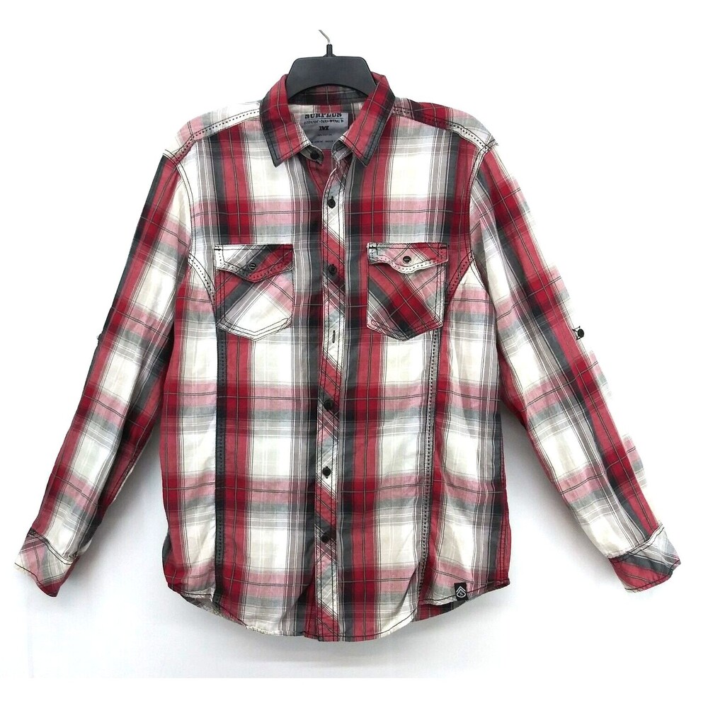 Surplus Shirt Mens Size M Red Plaid Casual Button Up Western Outdoor